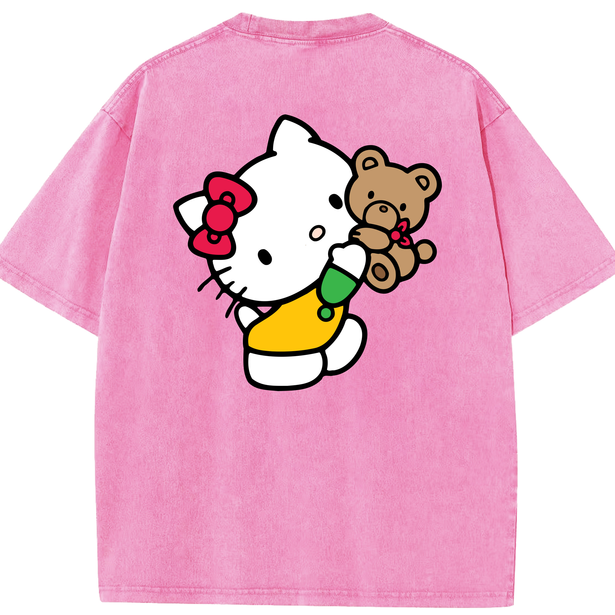 （画像用） Hello Kitty ハローキティ 綿100% ヴィンテージ風 半袖Tシャツ（背面プリント）